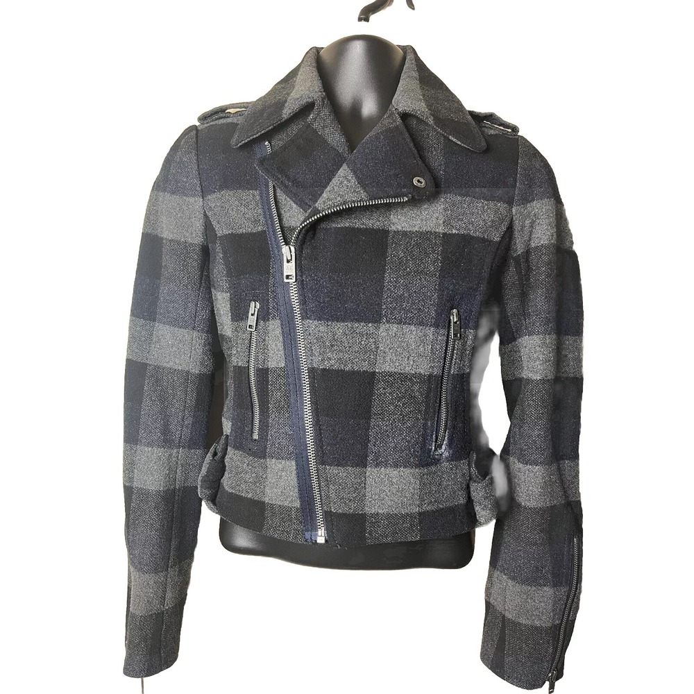 Women's American Eagle Blue Gray Long Sleeve Moto Style Jacket SZ S/P